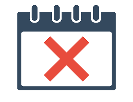pictogramme qui représente un calendrier barré