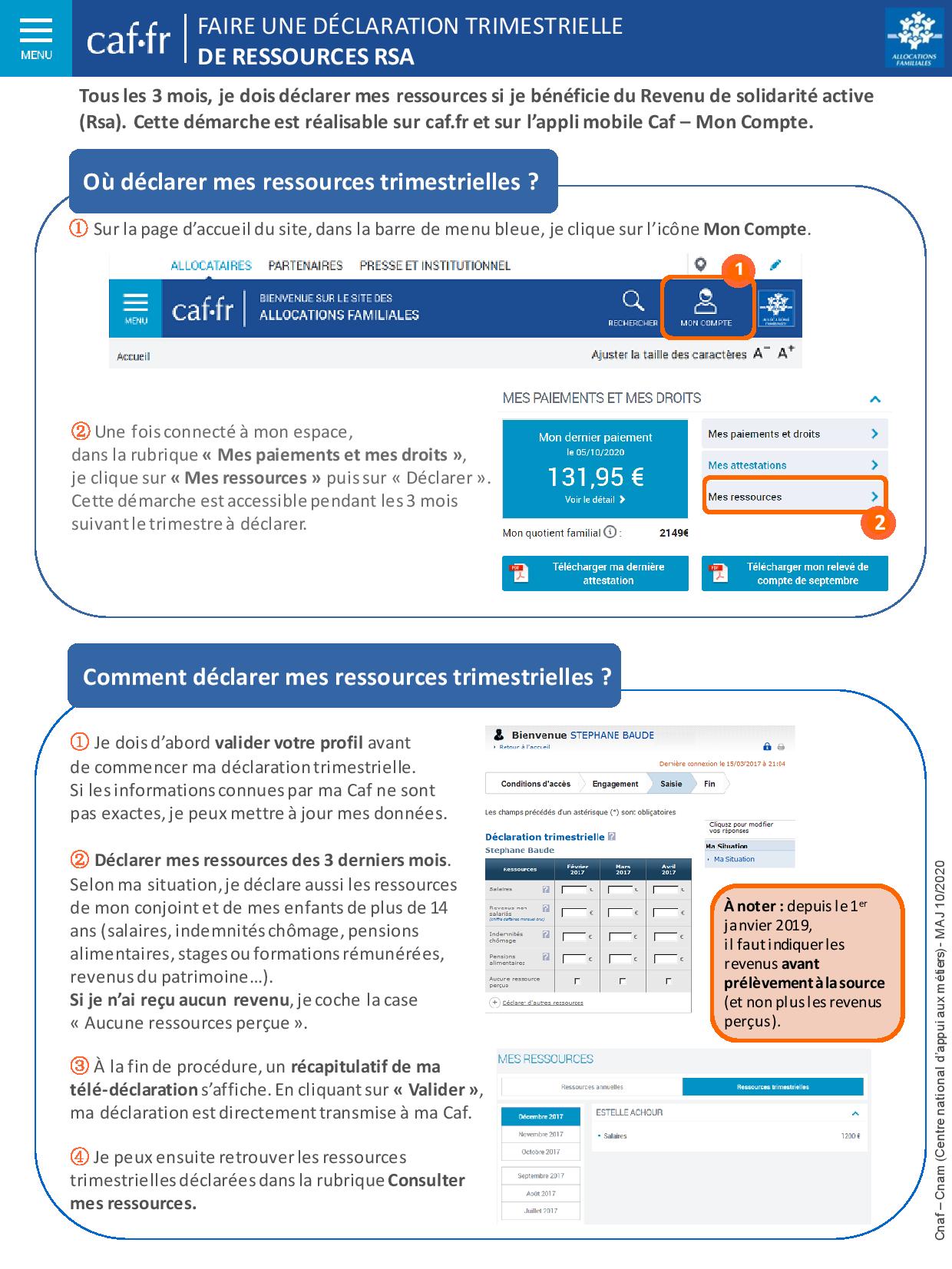 Formulaire Caf Ou Msa De Déclaration De Ressources
