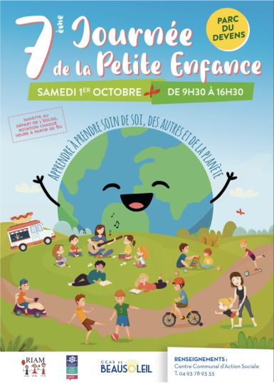 Dessin de la planète et d'un pré avec des enfants qui jouent