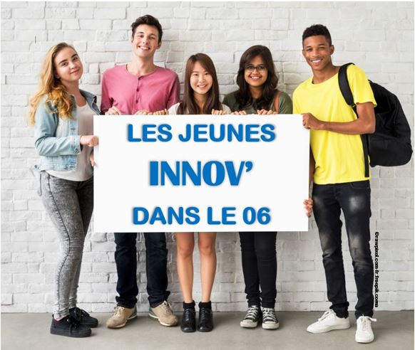 Des jeunes tenant une bannière avec inscrit Les jeunes INNOV' dans le 06