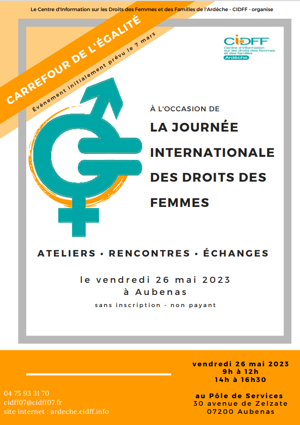 RDV au carrefour de l'égalité le 26 mai 2023 à Aubenas 