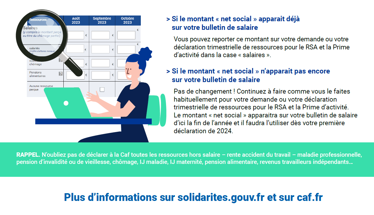 RSA, Prime d’activité : le montant « net social » facilite vos démarches