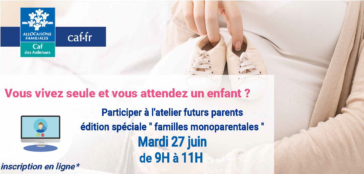 femme enceinte - invitation atelier futurs parents édition spéciale familles monoparentales