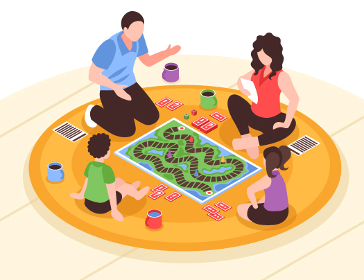 visuel famille jouant à des jeux