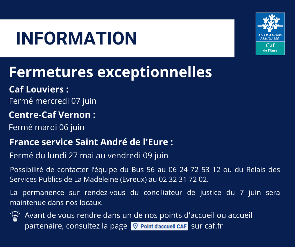 Fermetures exceptionnelles