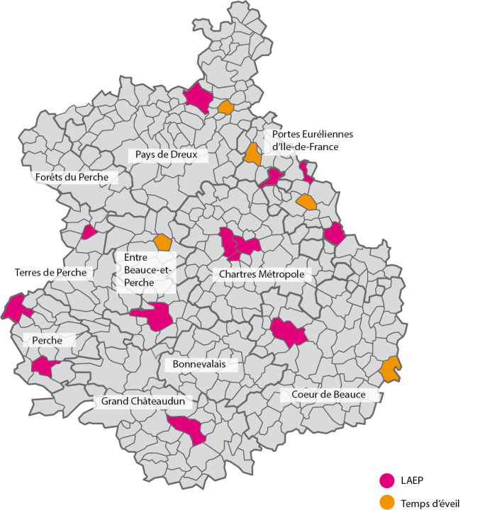 Carte des LEAP et Temps d'éveil en Eure-et-Loir