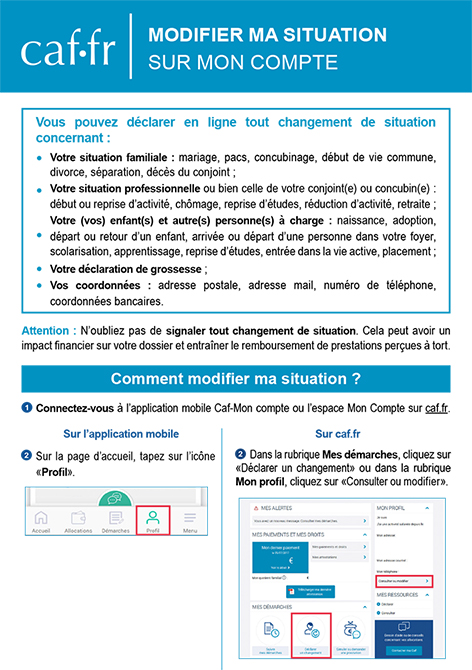 Modifier ma situation sur Mon Compte