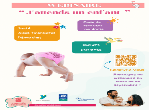 La Caf organise un webinaire "J'attends un enfant" lundi 28 septembre de17h15 à 19h.