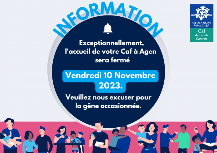 Fermeture de la Caf vendredi 10 novembre 2023