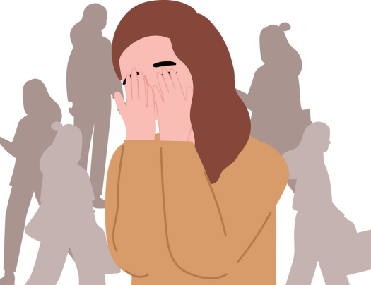 illustration jeune femme qui se cache le visage