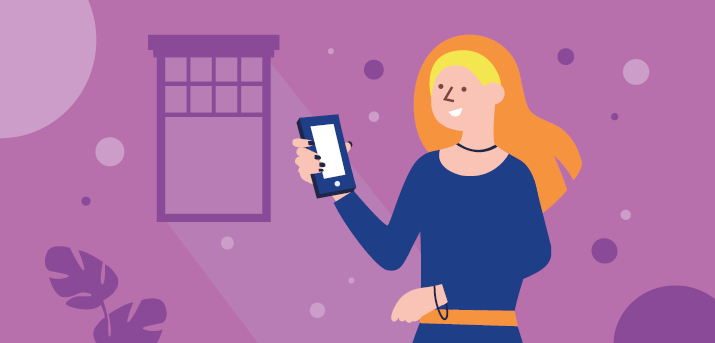 Infographie représentant une personne qui tient un téléphone