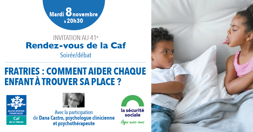Invitation avec une photo d'une fratrie 