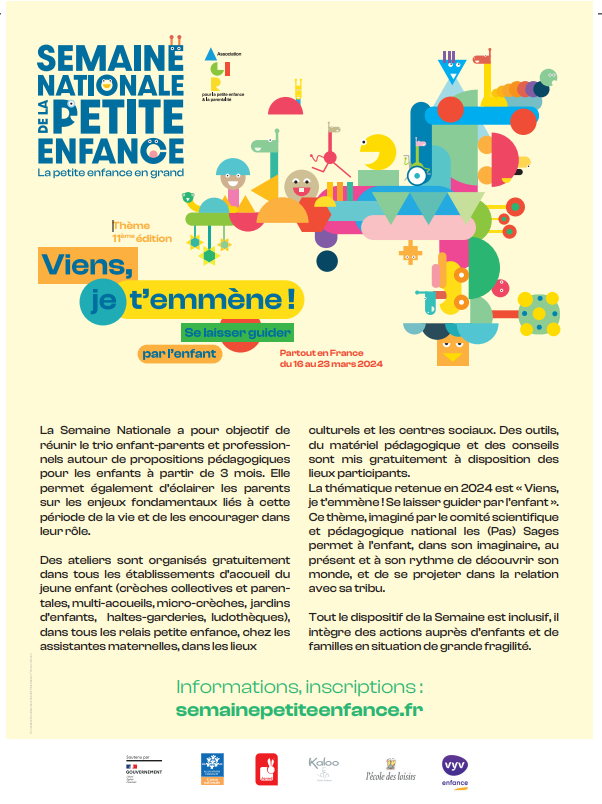 Semaine nationale de la Petite Enfance du 16 au 23 amrs 2024 partout en France.